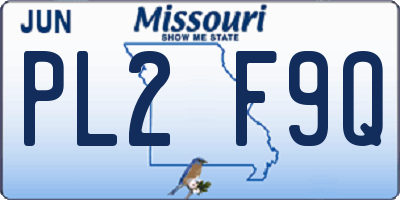 MO license plate PL2F9Q