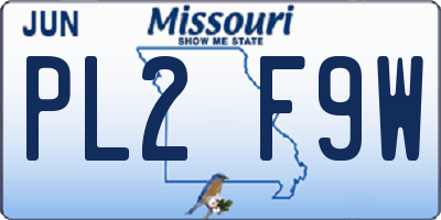MO license plate PL2F9W