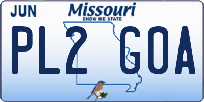 MO license plate PL2G0A