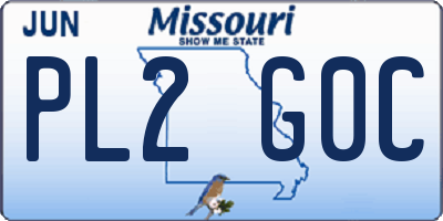 MO license plate PL2G0C