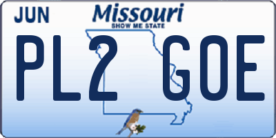 MO license plate PL2G0E