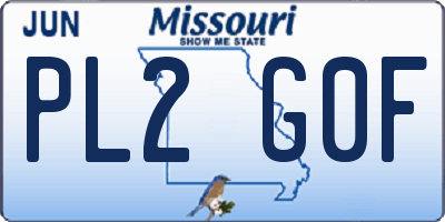 MO license plate PL2G0F