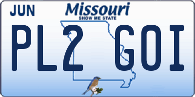MO license plate PL2G0I