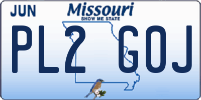 MO license plate PL2G0J
