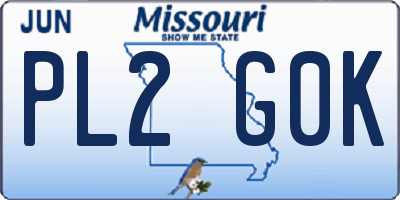 MO license plate PL2G0K