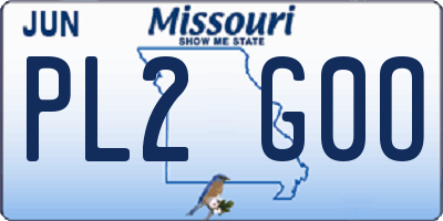 MO license plate PL2G0O