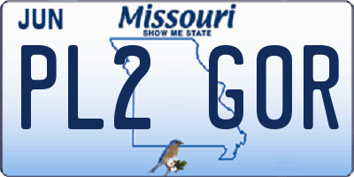 MO license plate PL2G0R