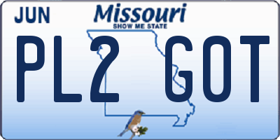 MO license plate PL2G0T