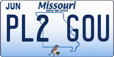 MO license plate PL2G0U