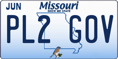 MO license plate PL2G0V