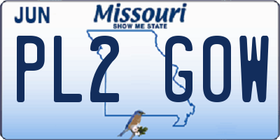 MO license plate PL2G0W