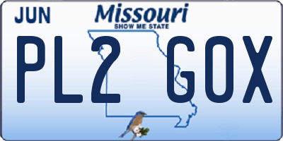 MO license plate PL2G0X