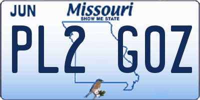 MO license plate PL2G0Z