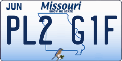 MO license plate PL2G1F