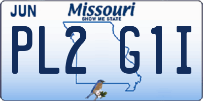 MO license plate PL2G1I