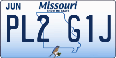MO license plate PL2G1J