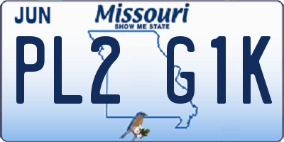 MO license plate PL2G1K