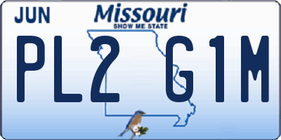 MO license plate PL2G1M