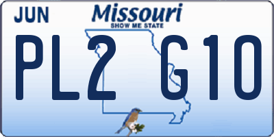 MO license plate PL2G1O