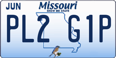 MO license plate PL2G1P