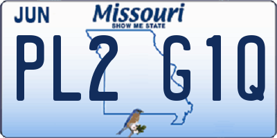 MO license plate PL2G1Q