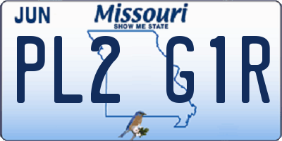 MO license plate PL2G1R