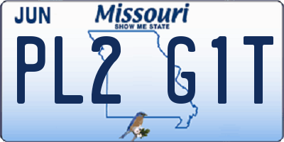 MO license plate PL2G1T