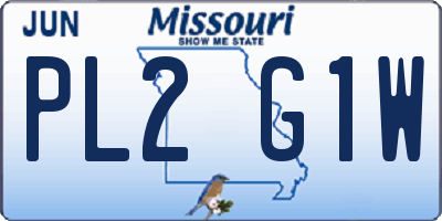 MO license plate PL2G1W