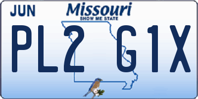 MO license plate PL2G1X