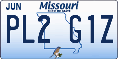 MO license plate PL2G1Z