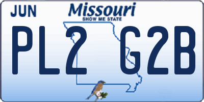 MO license plate PL2G2B