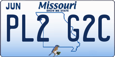 MO license plate PL2G2C