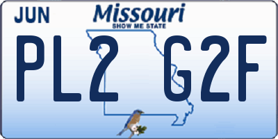 MO license plate PL2G2F