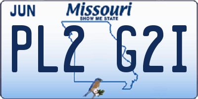 MO license plate PL2G2I