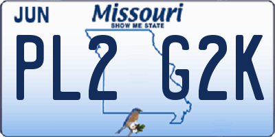 MO license plate PL2G2K