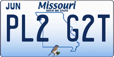 MO license plate PL2G2T