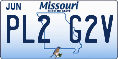 MO license plate PL2G2V