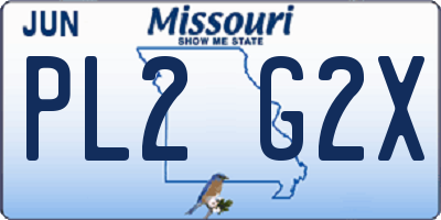 MO license plate PL2G2X