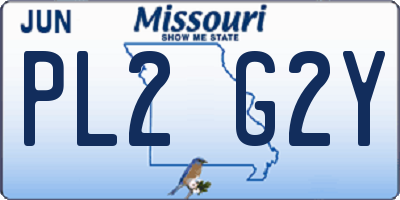 MO license plate PL2G2Y