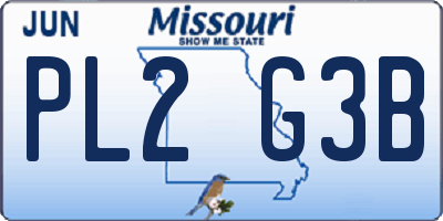 MO license plate PL2G3B