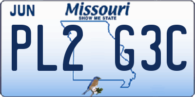 MO license plate PL2G3C