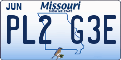 MO license plate PL2G3E
