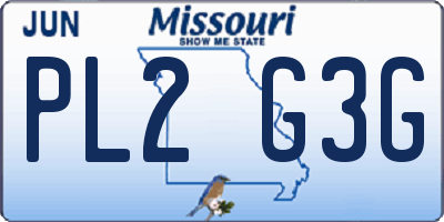 MO license plate PL2G3G
