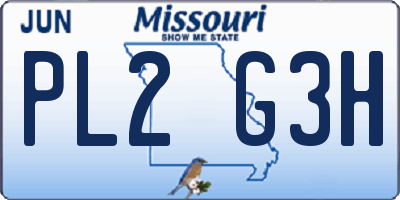 MO license plate PL2G3H