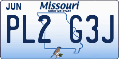 MO license plate PL2G3J