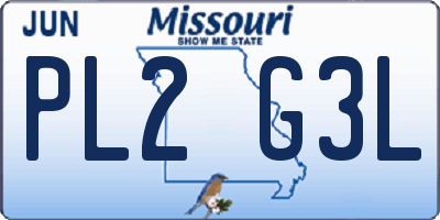 MO license plate PL2G3L
