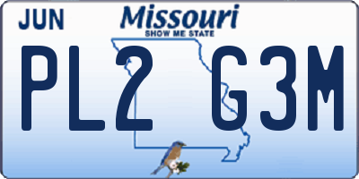 MO license plate PL2G3M