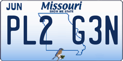 MO license plate PL2G3N