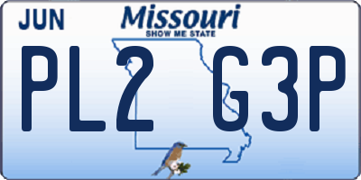 MO license plate PL2G3P