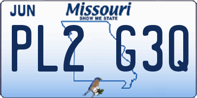 MO license plate PL2G3Q